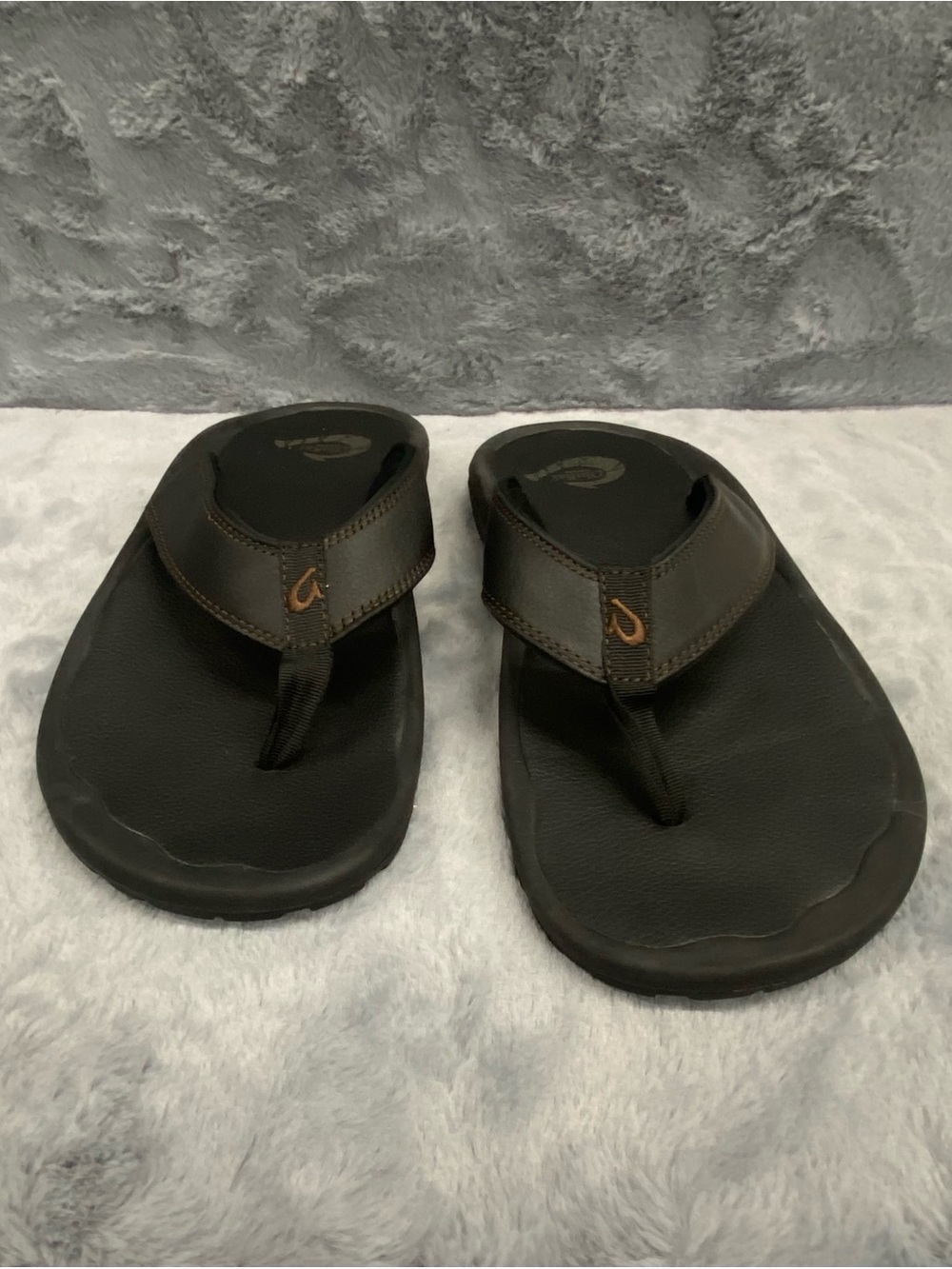 Olukai Mens Kumu Black Leather Sandals Flip Flop Flats Mens Size 11